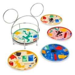 Disney Mickey Mouse And Friends Tidbit Plates With Caddy Set