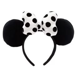 Disney Minnie Mouse Ear Headband With Satin Bow For Adults – Black And White