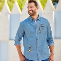 Disney Mickey Mouse And Friends Denim Shirt For Adults -Tiny World Shop 5205057810228 1