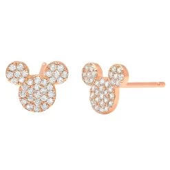 Disney Mickey Mouse Icon Stud Earrings By CRISLU – Rose Gold -Tiny World Shop 7401057012030 1