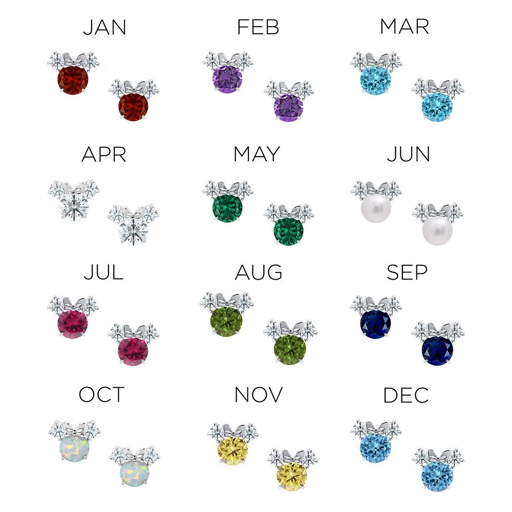 Disney Minnie Mouse Birthstone Earrings For Kids By CRISLU – Platinum 4 Disney Minnie Mouse Birthstone Earrings For Kids By CRISLU – Platinum - Image 2