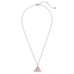 Disney Cinderella Coach Rose Gold Necklace By CRISLU -Tiny World Shop 7401057016959 2